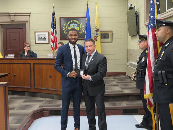 New police officer Lamont Griffin with Chief Michael Foligno